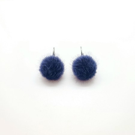 Earrings silver steel fur blue2